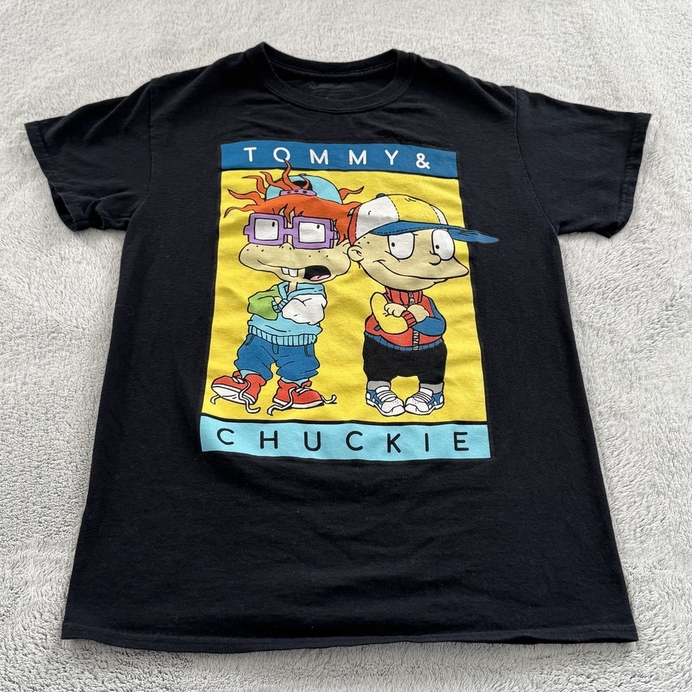 RUGRATS Nickelodeon Tommy‎ & Chuckie Short Sleeve T-Shirt Men's Size Small Black